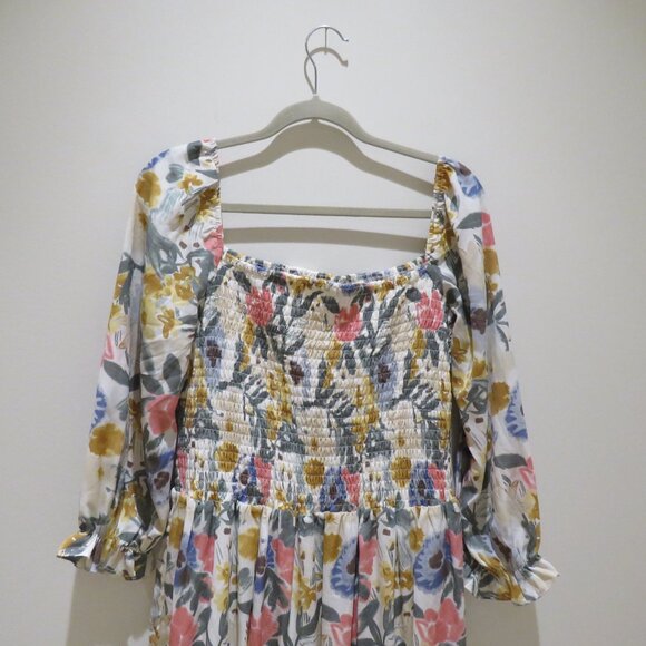 BALTIC BORN Marta Smocked Midi Dress in Multi Floral Cottage Boho Trad Wife XL - Picture 4 of 14